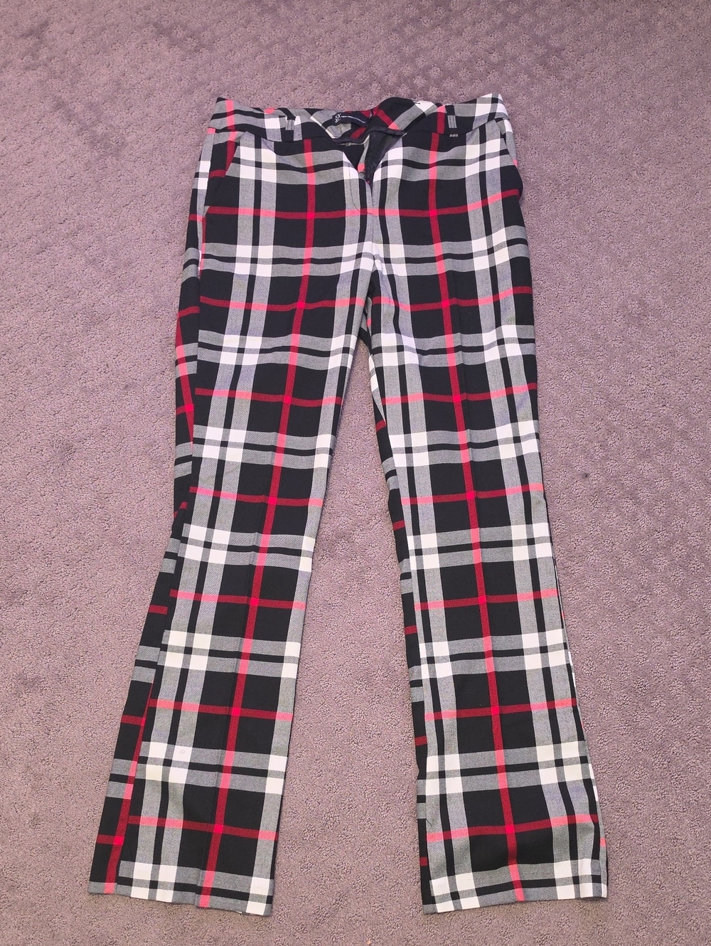 New York& Company Black Red White Plaid Trousers- Size 12 T